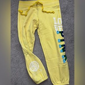 PINK Victoria's Secret Yellow Sweatpants with Side Applique